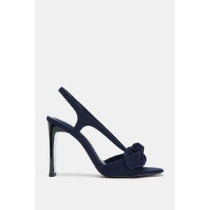 ZARA Suede Bow Heeled Sandals Blue Statement Heels Size 10